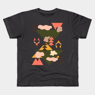 Geometric Wolf Pattern (Grey) Kids T-Shirt